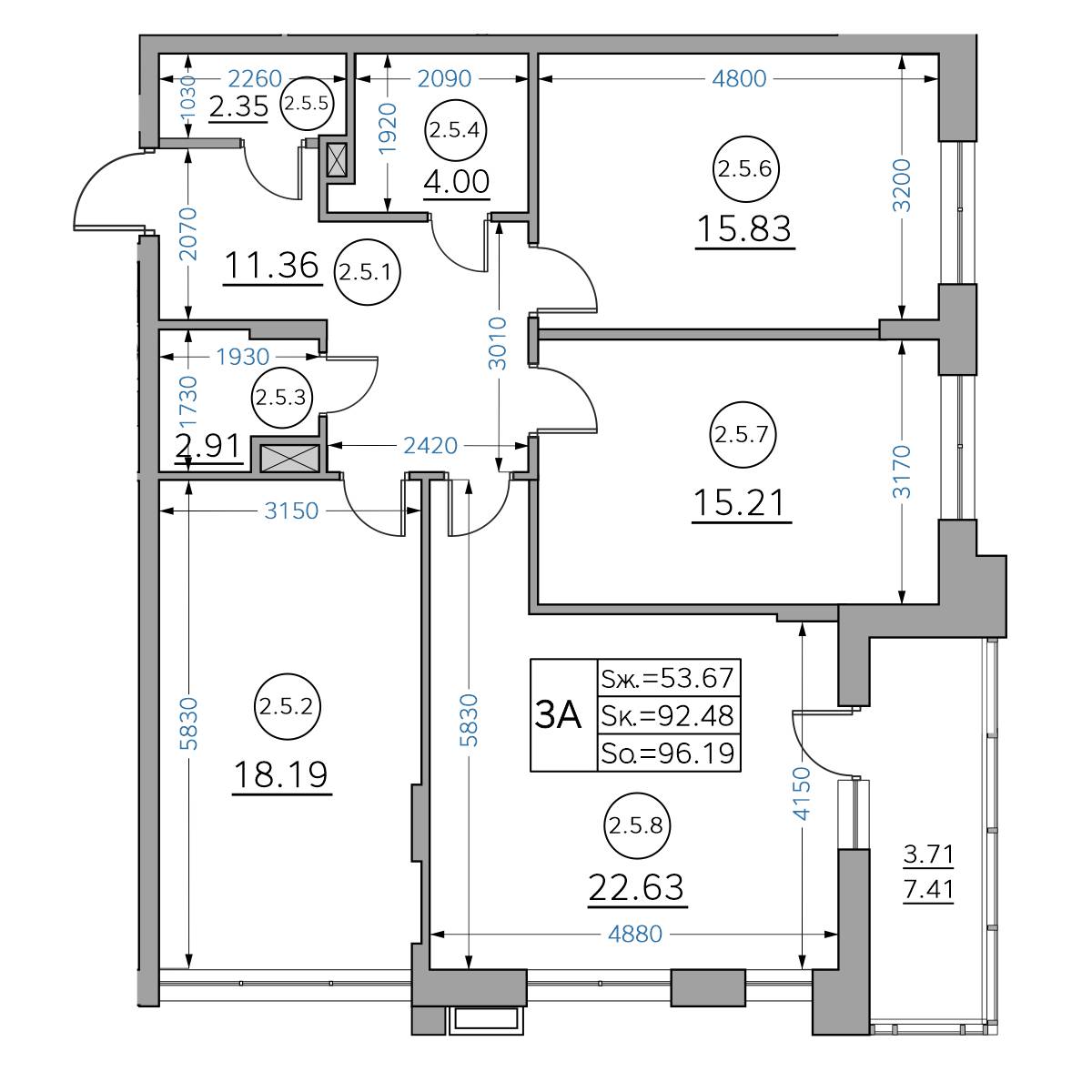 Планировка с размерами — квартиры в новостройках Казани