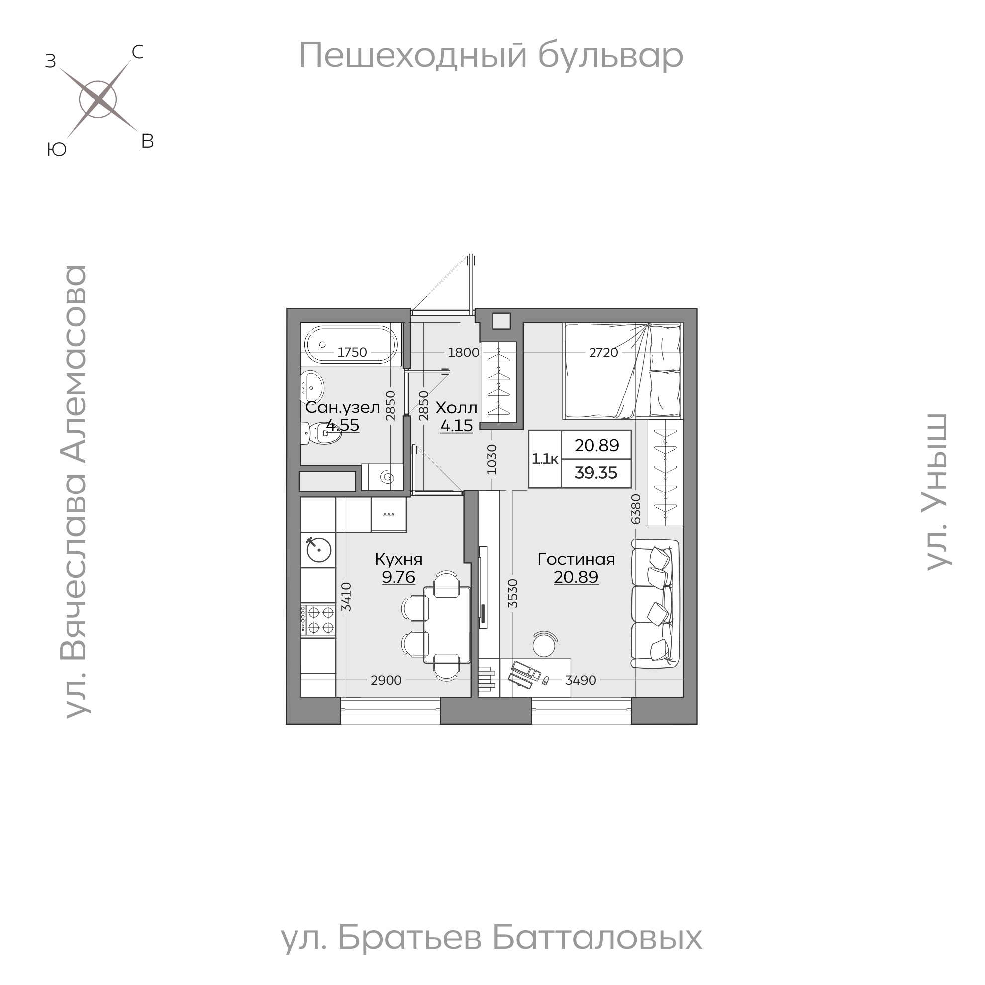 Планировка с размерами — квартиры в новостройках Казани