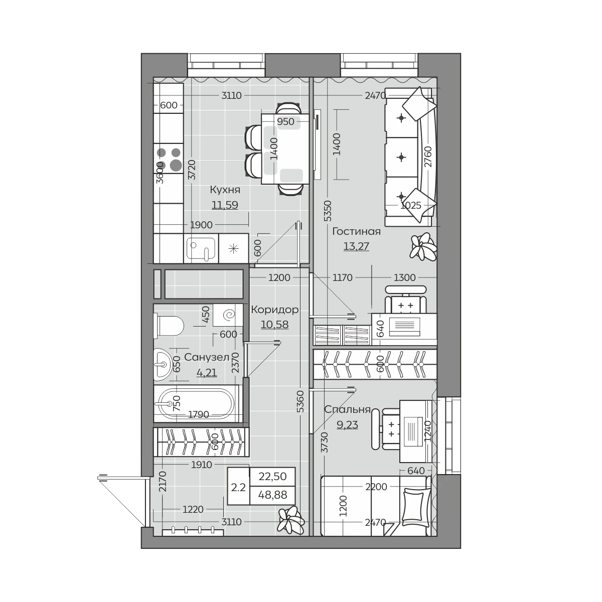 Планировка с размерами — квартиры в новостройках Казани