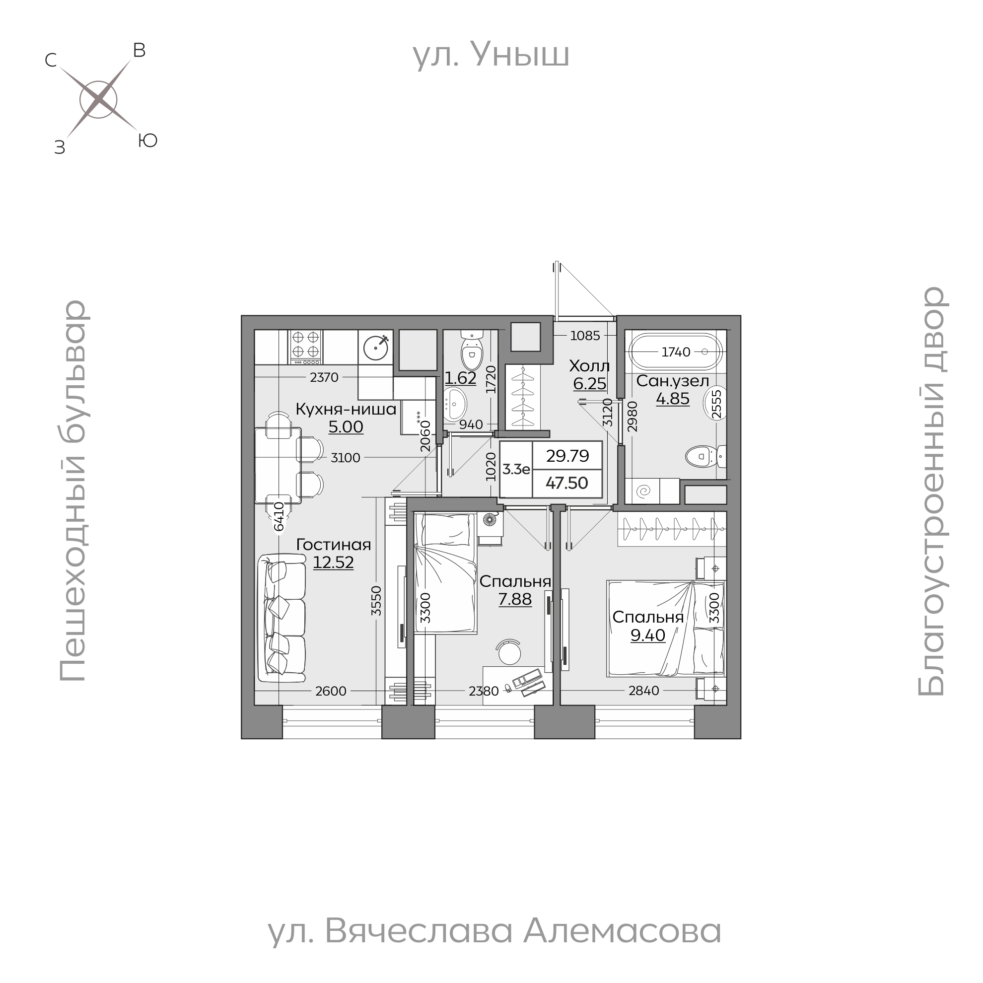 Планировка с размерами — квартиры в новостройках Казани