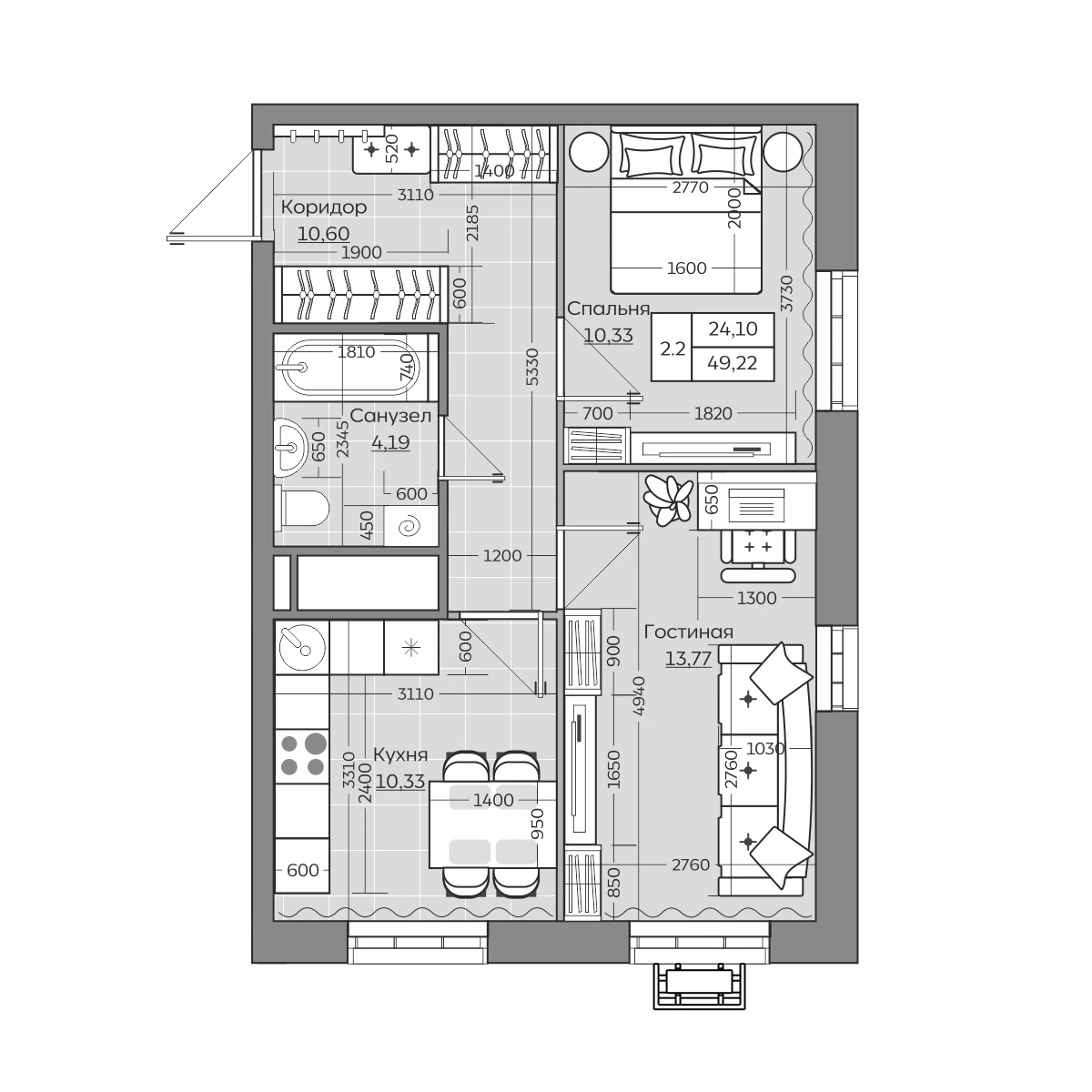 Планировка с размерами — квартиры в новостройках Казани