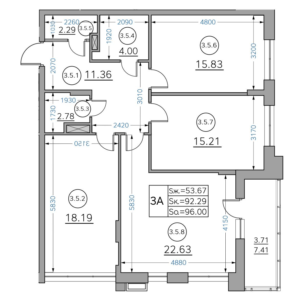 Планировка с размерами — квартиры в новостройках Казани