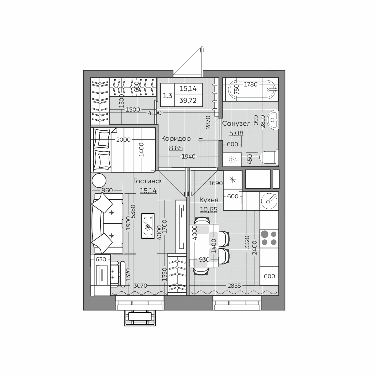 Планировка с размерами — квартиры в новостройках Казани