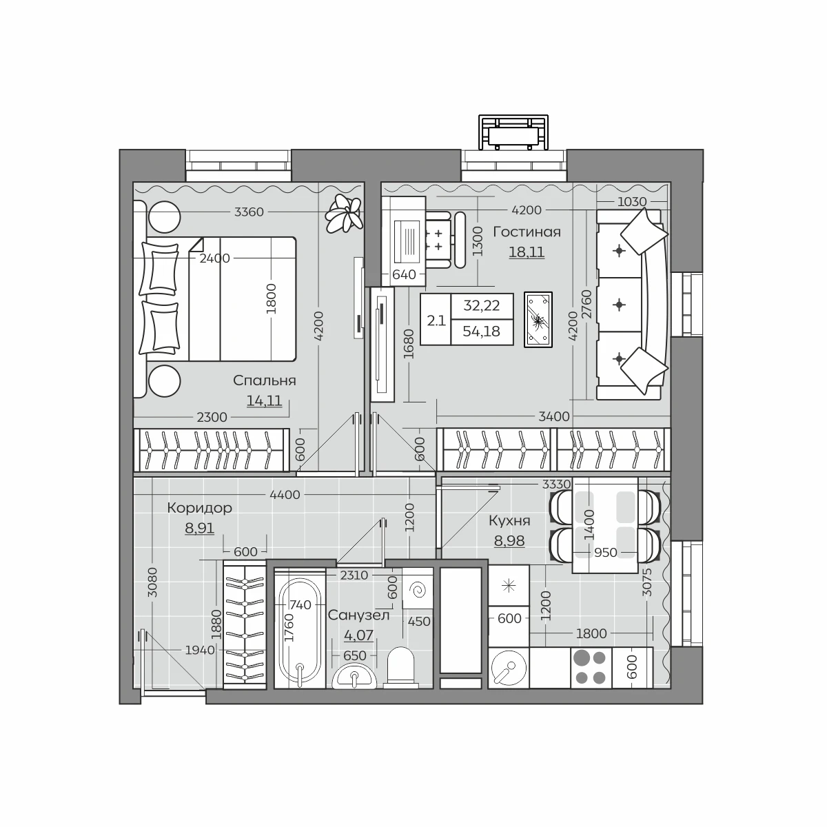 Планировка с размерами — квартиры в новостройках Казани