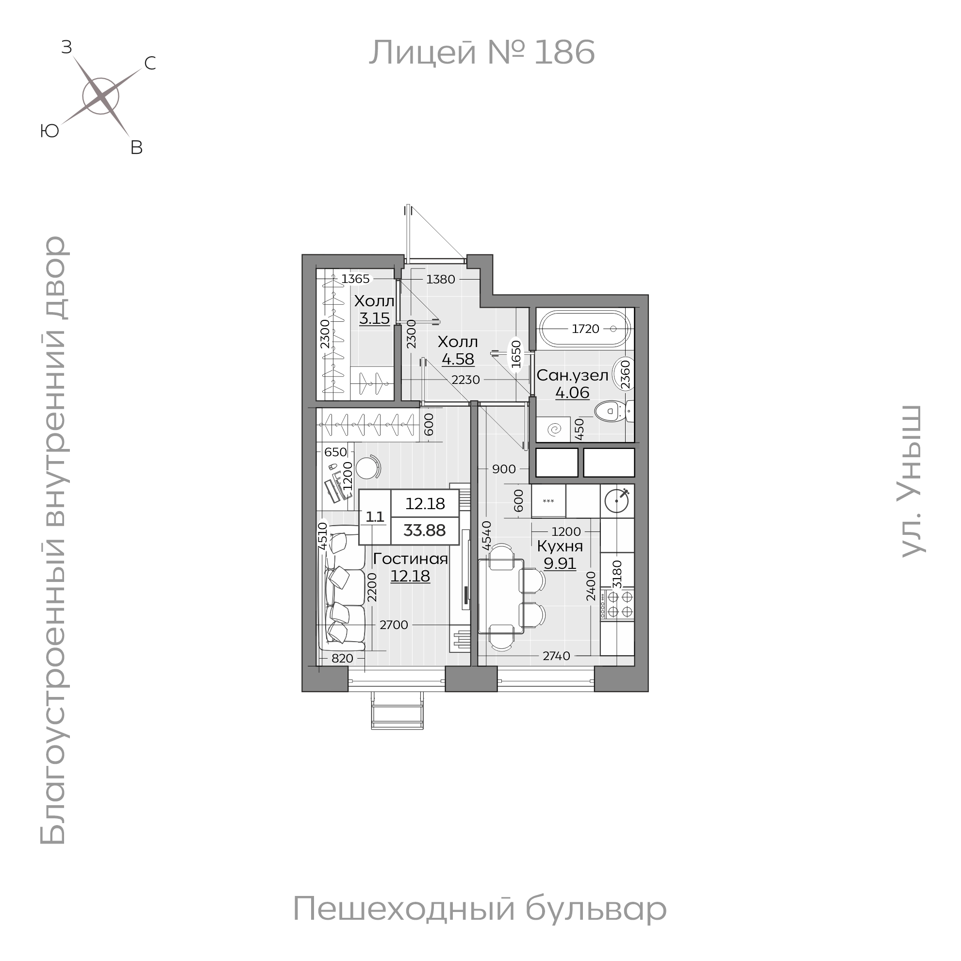 Планировка с размерами — квартиры в новостройках Казани