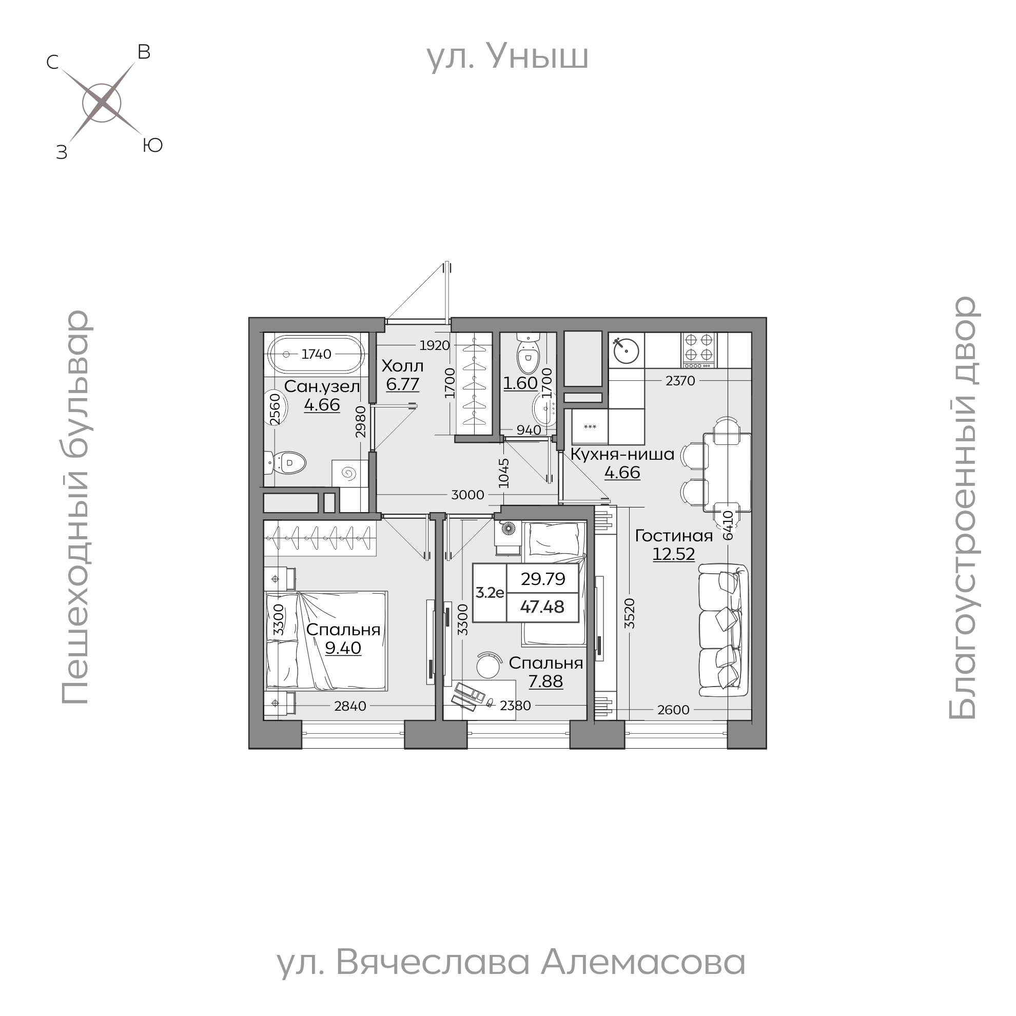 Планировка с размерами — квартиры в новостройках Казани