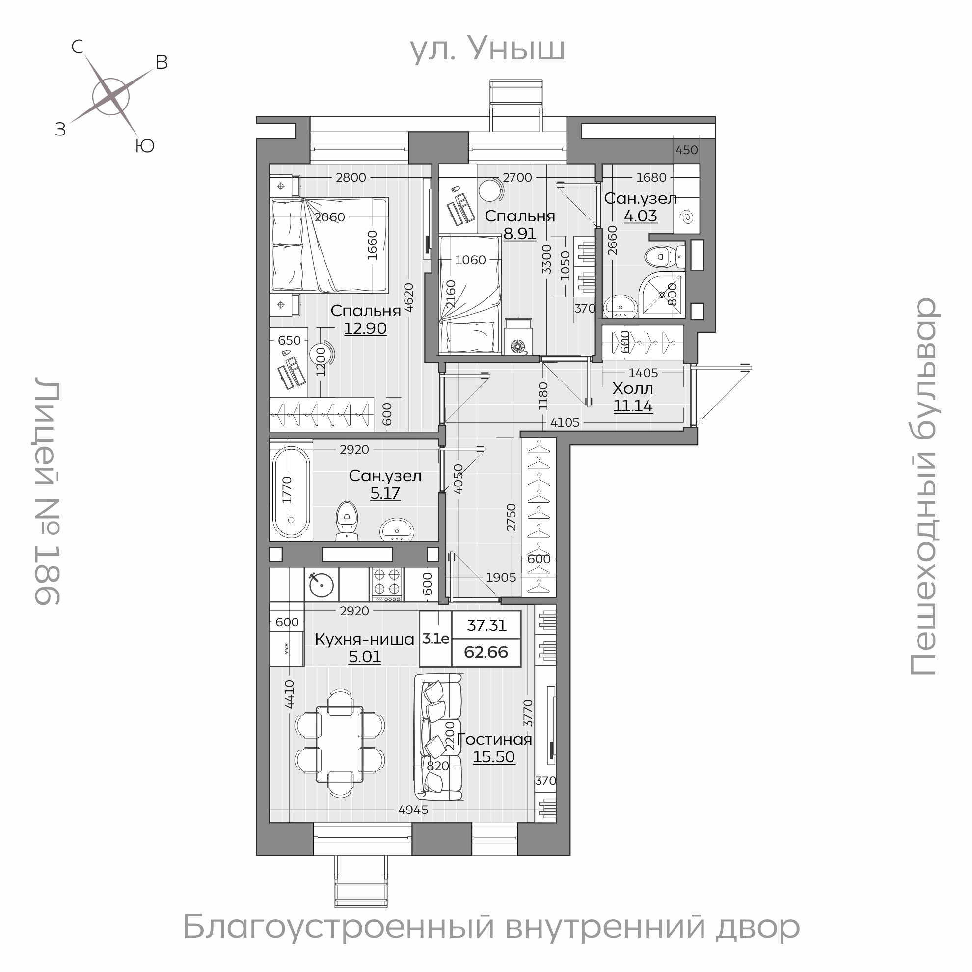 Планировка с размерами — квартиры в новостройках Казани