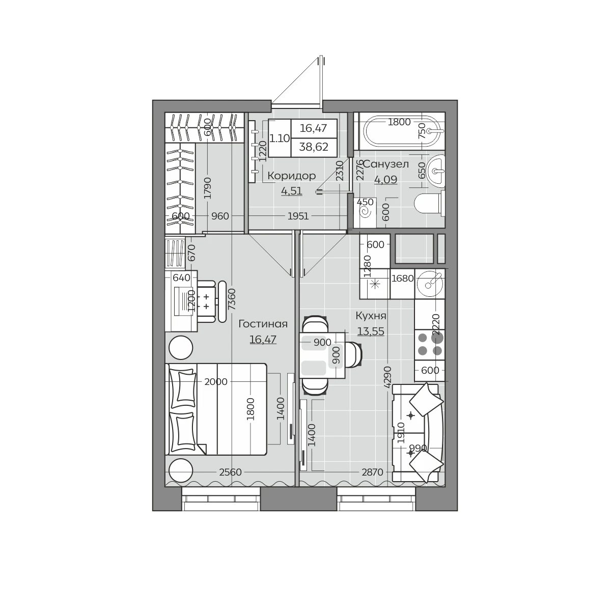 Планировка с размерами — квартиры в новостройках Казани