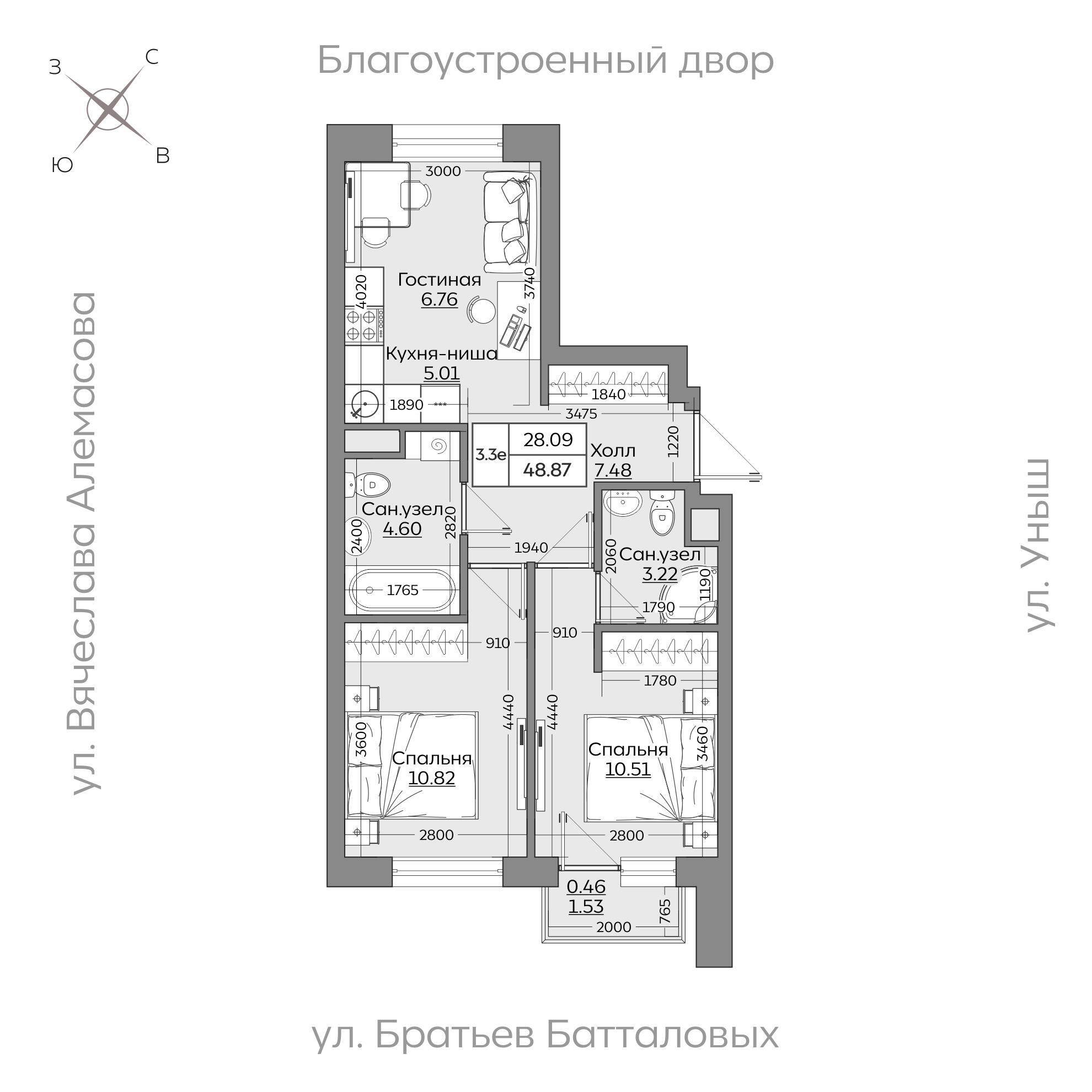 Планировка с размерами — квартиры в новостройках Казани