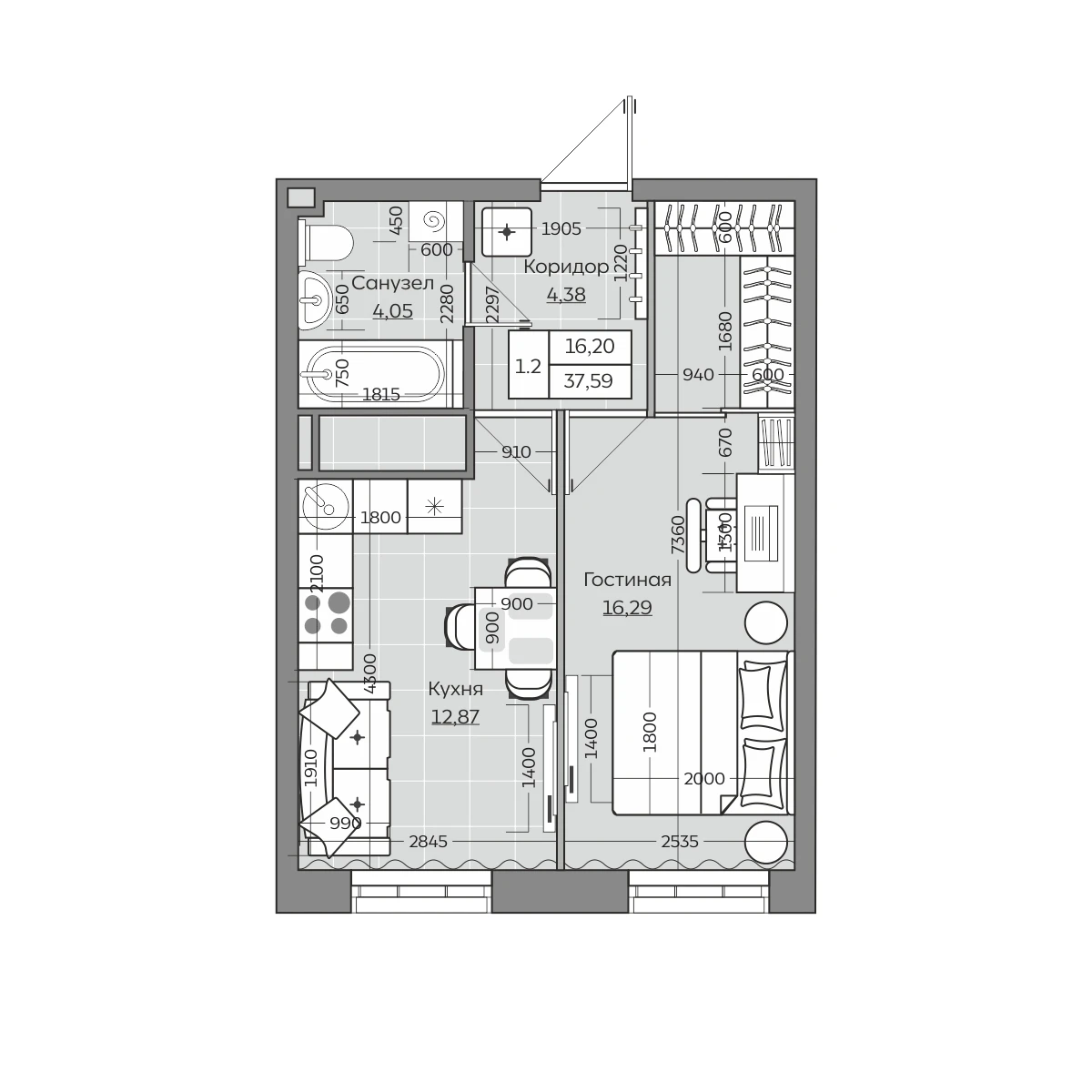 Планировка с размерами — квартиры в новостройках Казани