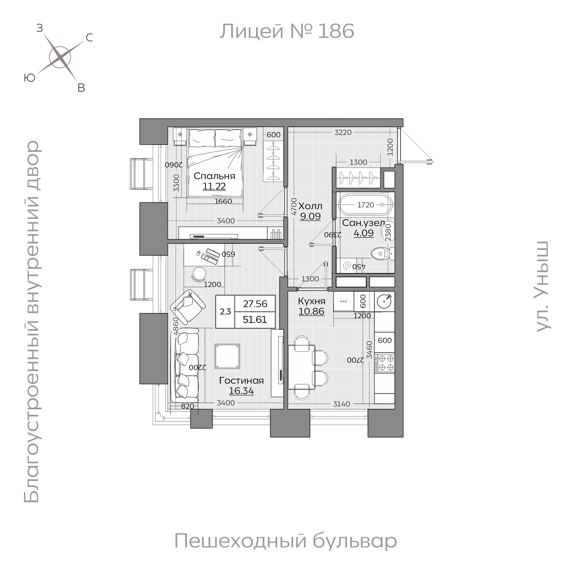 Планировка с размерами — квартиры в новостройках Казани