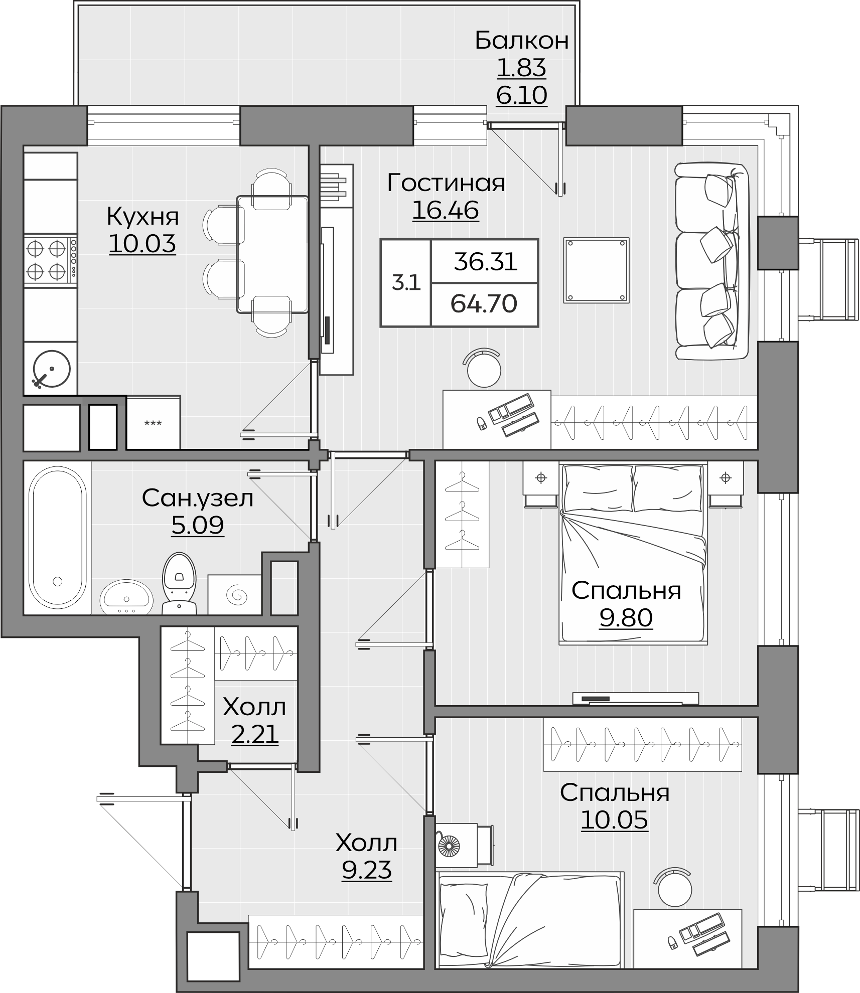 Планировка квартиры — новостройки Казани