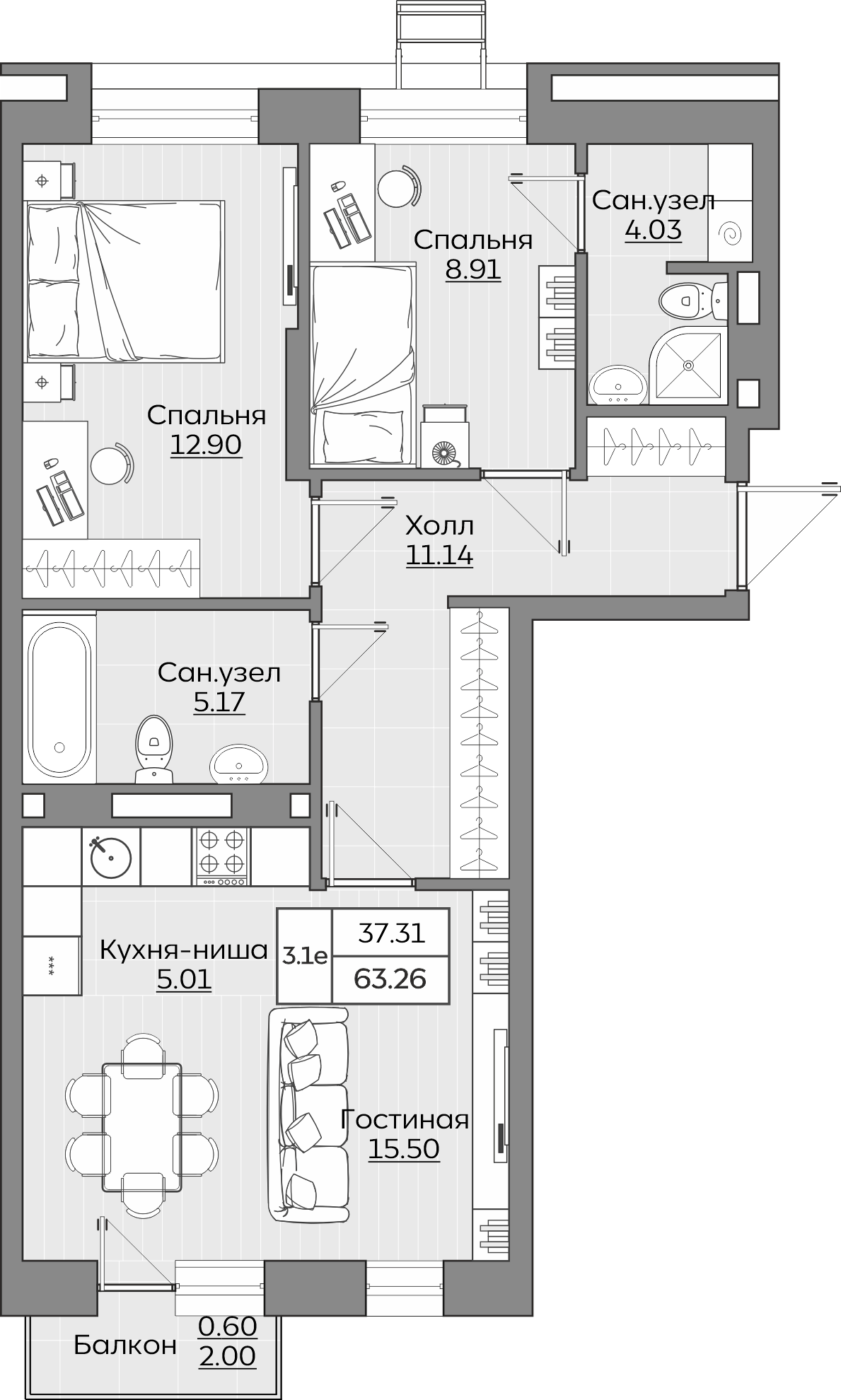Планировка квартиры — новостройки Казани