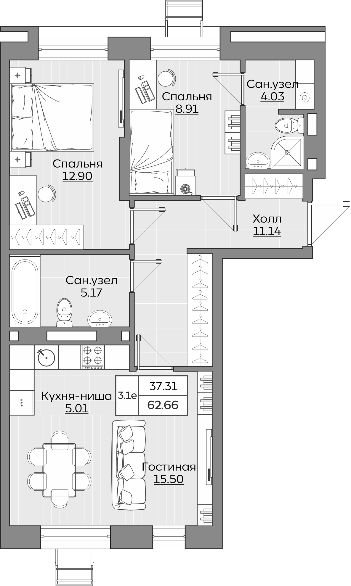 Планировка квартиры — новостройки Казани