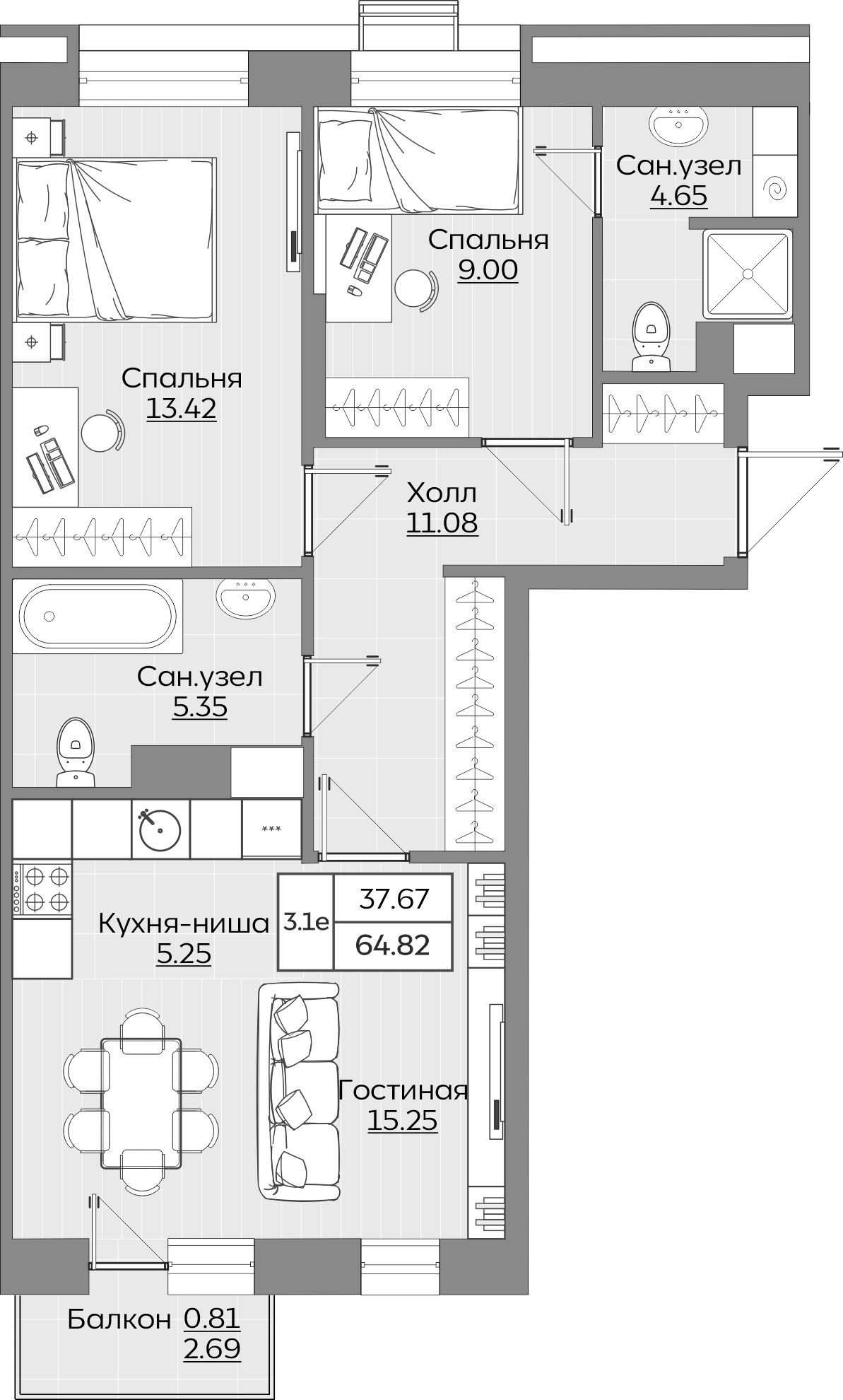 Планировка квартиры — новостройки Казани