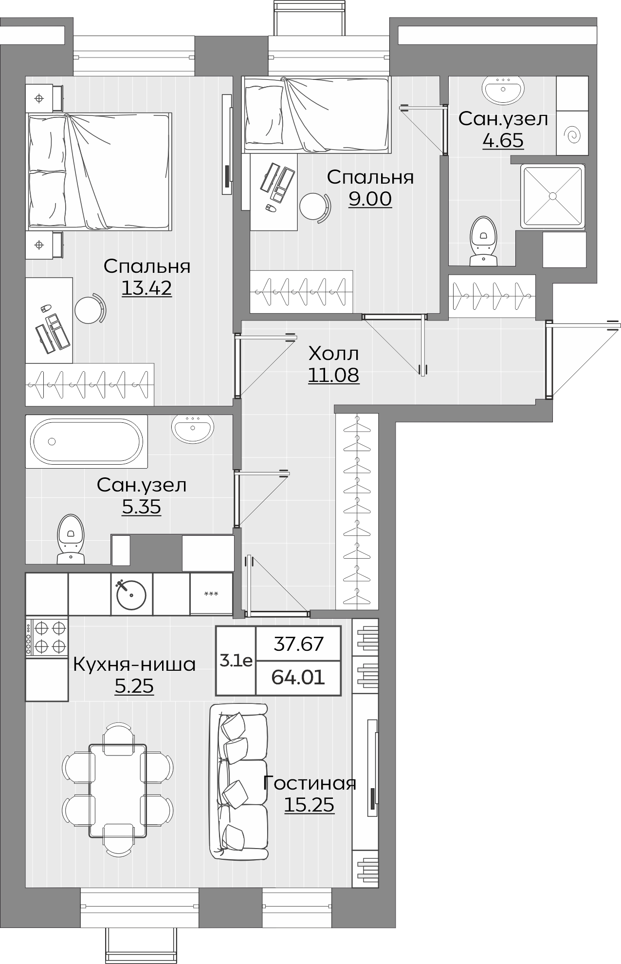 Планировка квартиры — новостройки Казани