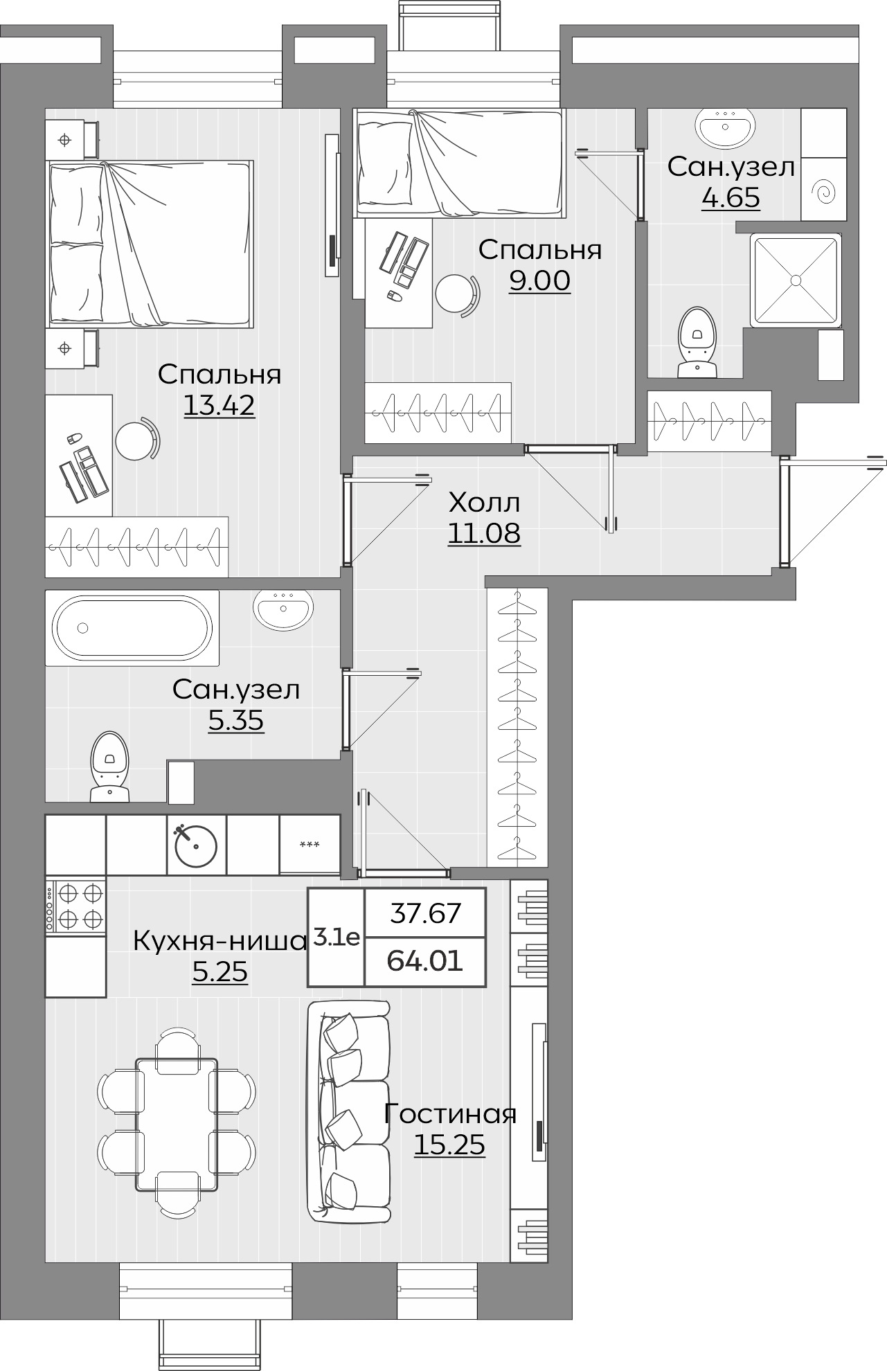 Планировка квартиры — новостройки Казани