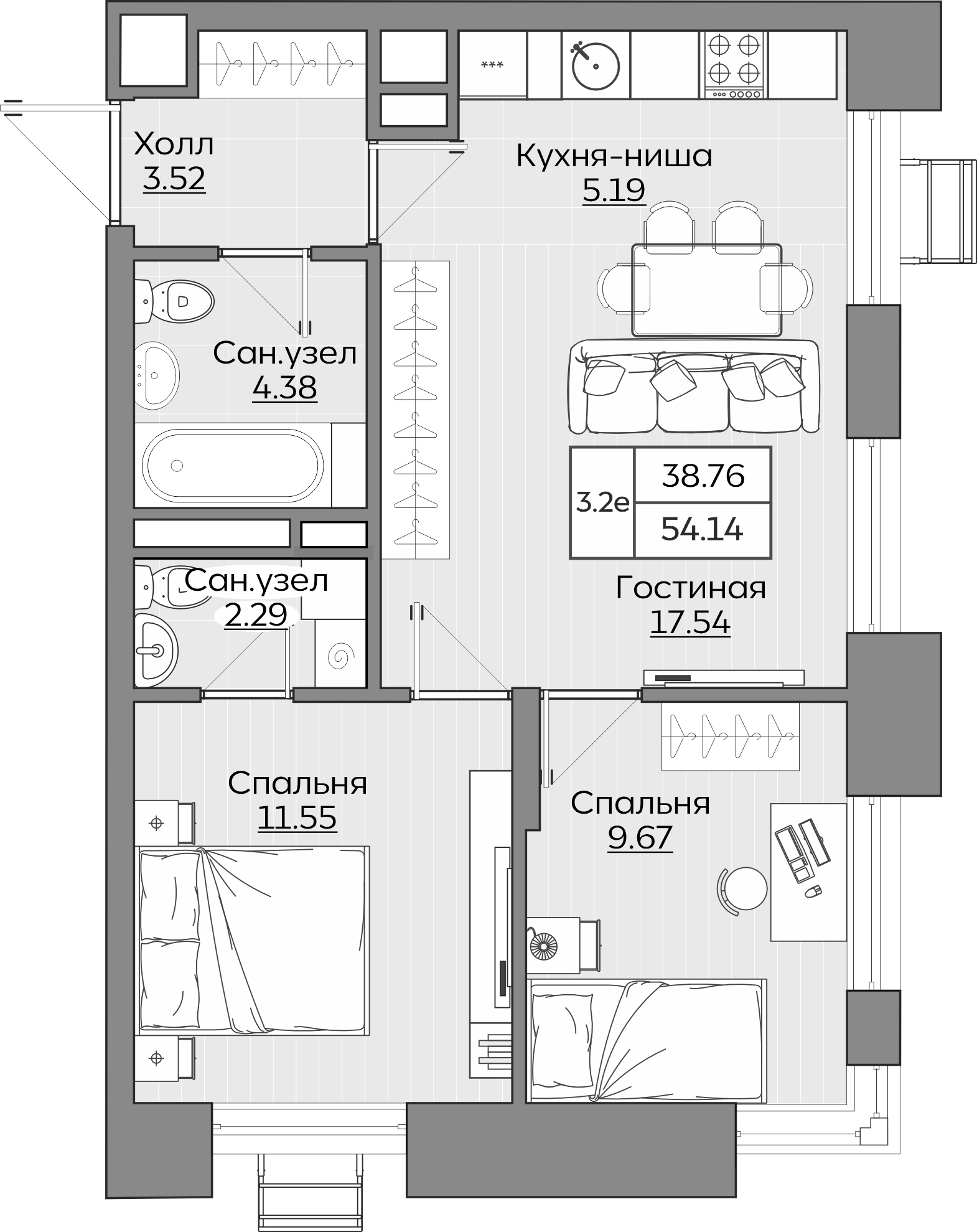 Планировка квартиры — новостройки Казани