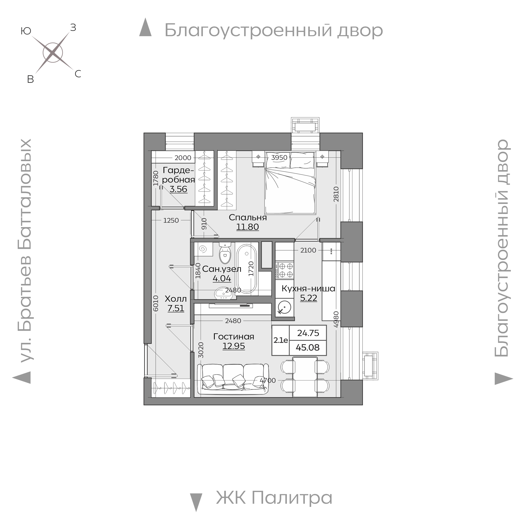Планировка с размерами — квартиры в новостройках Казани